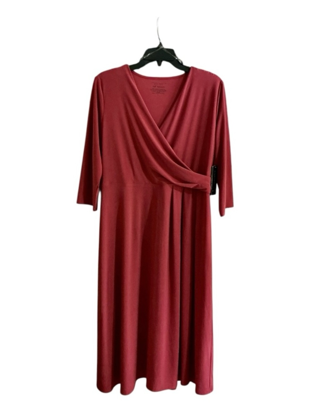 Investments Soft Separates Midi Dress Faux Wrap 3/4 Sleeve Color Spice Size PL